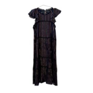 Tintoretto blue maxi dress with metallic gold threads side large
